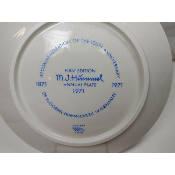 M J Hummel 1971 Hand Painted Porcelain First Edition 100 Years Angel Plate VTG - Picture 7 of 10